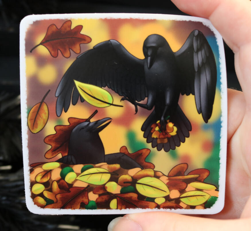 Crows at play 3&quot; vinyl sticker